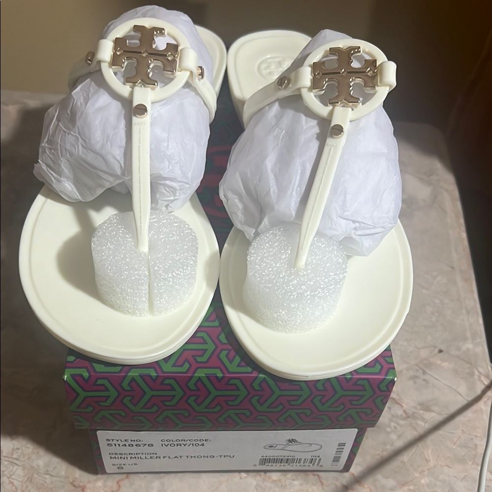 Tory Burch Ivory Thong Sandals